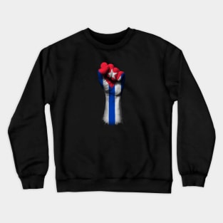 Flag of Cuba on a Raised Clenched Fist Crewneck Sweatshirt